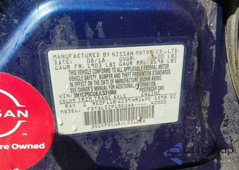 2018 Nissan Kicks Sv z USA, uszkodzony, nr VIN 3N1CP5CU8JL531068